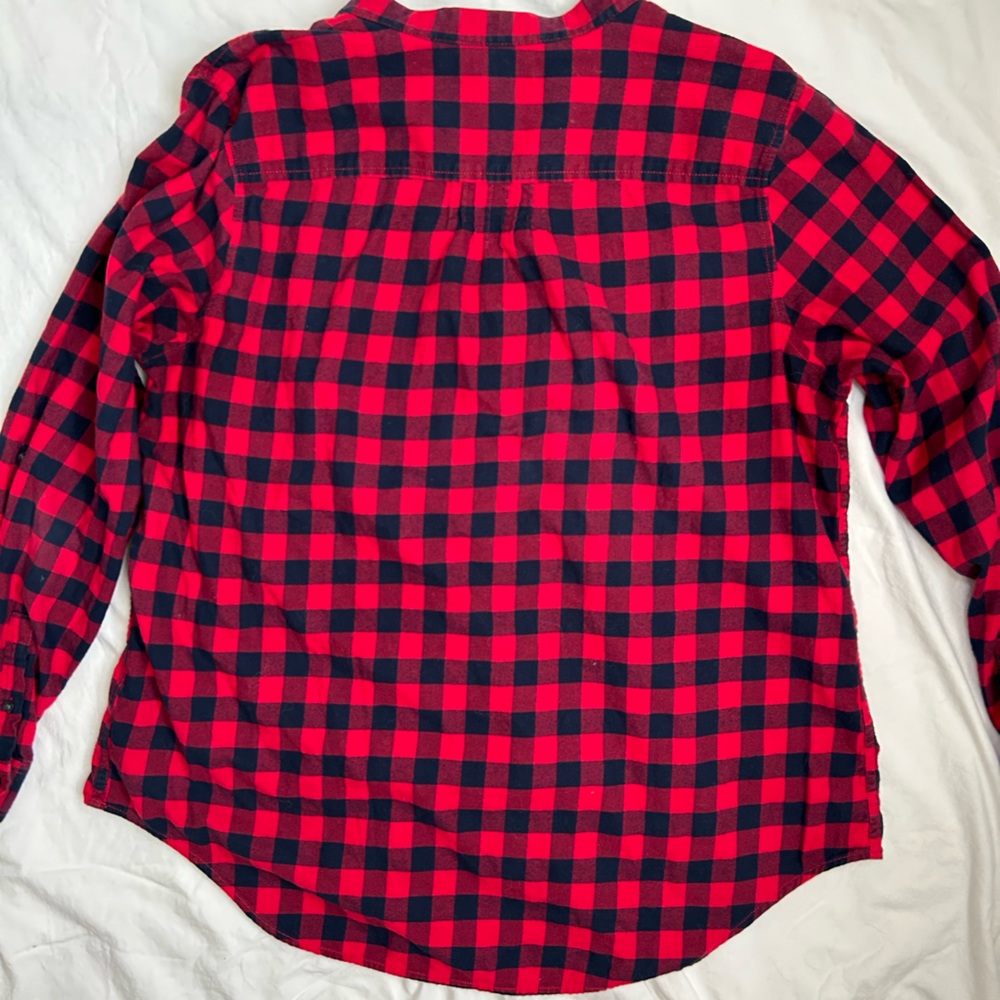 Lands End Plaid Flannel Pleated top size 16 - Picture 2 of 3